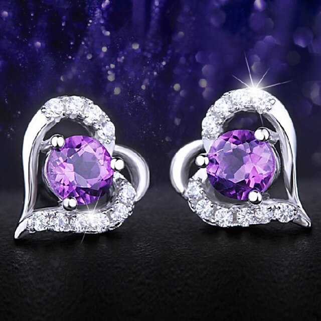  Women's Stud Earrings Crystal Silver Plated Jewelry For