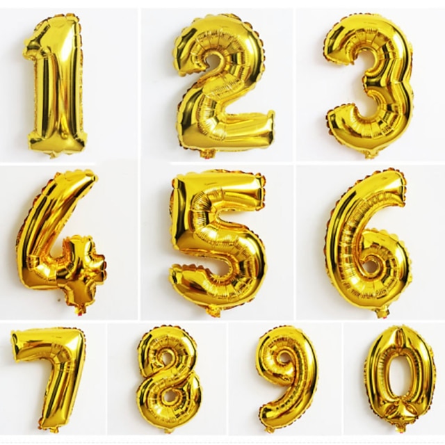  10pcs grande número de ouro 0-9 balões ano novo decoração de casamento festa de natal balão