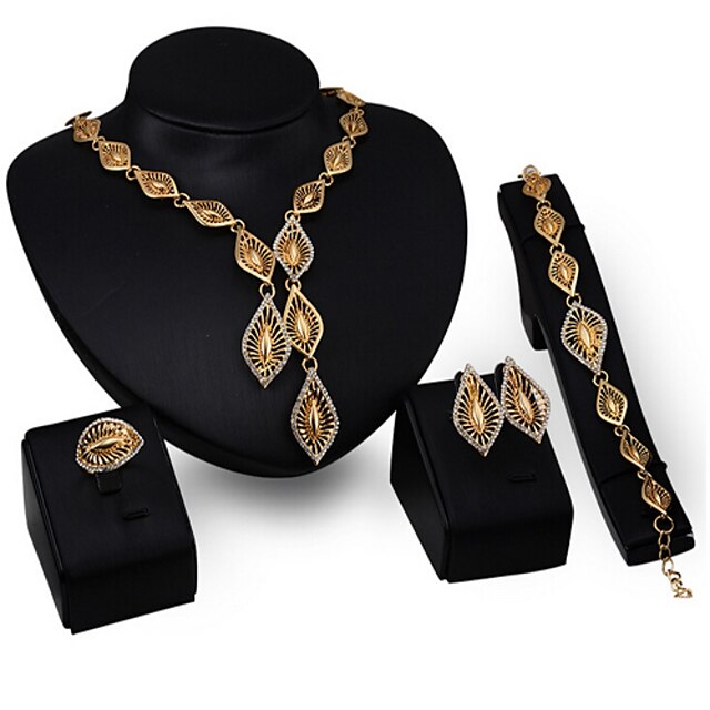  Jewelry Set Statement Ladies Tassel Vintage Party Link / Chain Cubic Zirconia Imitation Diamond Earrings Jewelry Gold For / Necklace