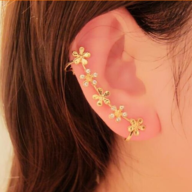  Women's Ear Cuff Classic Fashion Flower Daisy Rhinestone Earrings Jewelry For Party Daily 2
