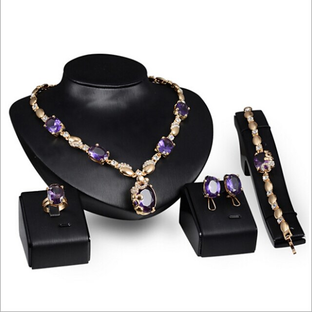  Women's Synthetic Amethyst Jewelry Set Ladies Earrings Jewelry Purple For Party Wedding Special Occasion Anniversary Birthday Gift / Daily / Engagement