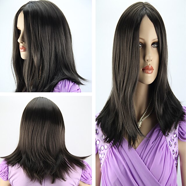  Women's Fashionable Long Straight Dark Brown Bob Hair Wig