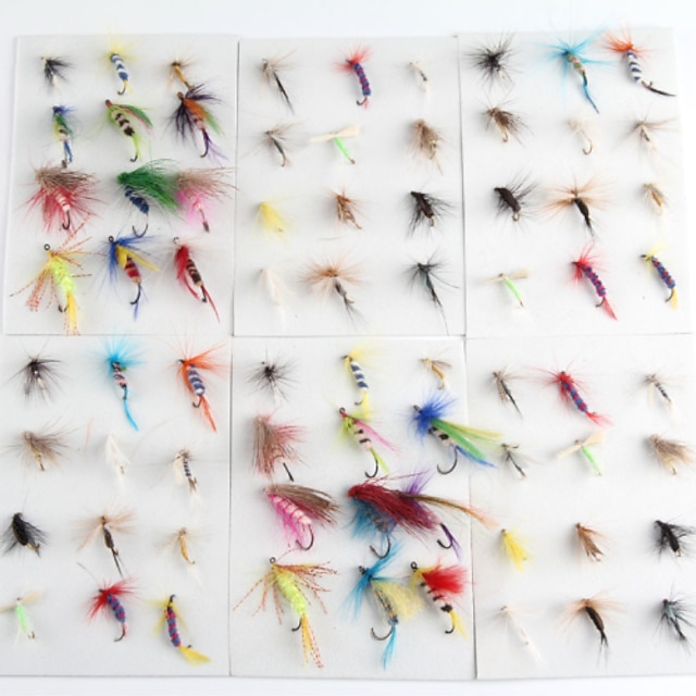  72 pcs Fishing Lures Flies Floating Bass Trout Pike Fly Fishing