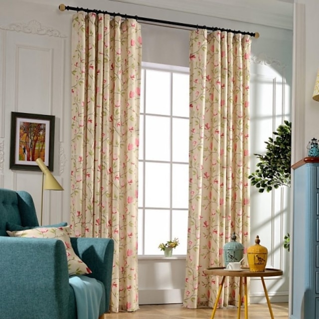  Curtains Drapes Bedroom Polyester Print / Blackout