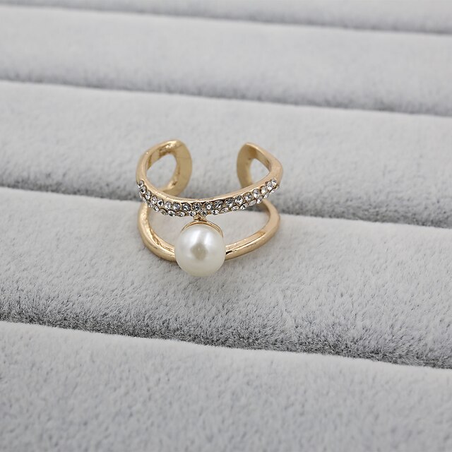  Damen Bandring Perlen Strass Diamantimitate Luxus Ohne Verschluss Hochzeit Party Schmuck Verstellbar / Aleación