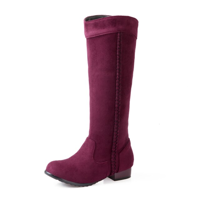  Mujer Zapatos Vellón Otoño / Invierno Confort / Botas de Moda Botas Paseo Tacón Cuadrado Dedo redondo Tirantes Trenza Marrón / Rojo / Azul