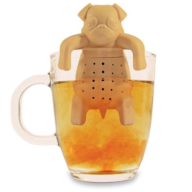  café infusor de chá de silicone pug bonito na caneca do filtro bule de ervas tempero coador (cor aleatória)