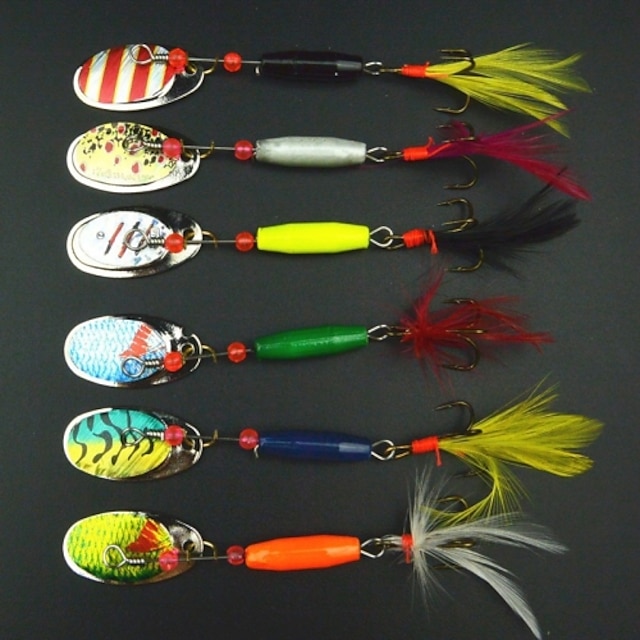  6 pcs Iscas Isco Duro Gigas Iscas Buzzbait & Spinnerbait Colheres Isco de Metal Afunda Rapidamente Bass Truta Pique Pesca de Mar Pesca de Gancho Pesca de Isco e Barco Metal