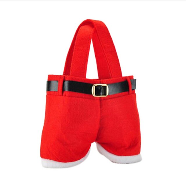  Hot Sale Fashion Christmas Santa Pants Elf Spirit Candy Bags Xmas Decoration Sack Cute Child Gift Soft Cloth Red