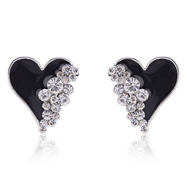  Women's Crystal Stud Earrings Heart Love Ladies Fashion Gold Plated Imitation Diamond Earrings Jewelry White / Black For Party Casual Daily