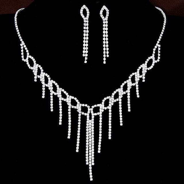  Jewelry Set Choker Necklace Party Casual Vintage Bridal Rhinestone Imitation Diamond Earrings Jewelry White For Wedding