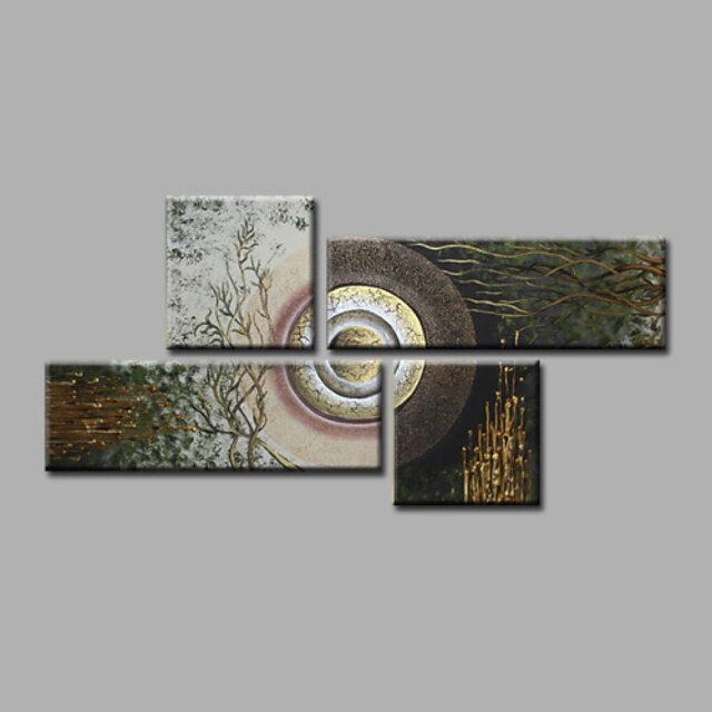  olie maleri håndmalede abstrakte moderne lærred fire paneler blomster træer