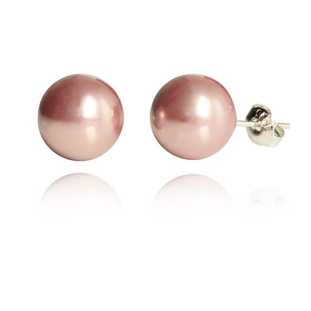 Women's Pearl Stud Earrings Ladies Fashion Cute Pearl Imitation Pearl Silver Plated Earrings Jewelry White / Purple / Pink For Party Daily Casual / Shell / Pink Pearl / Gold Pearl / Black Pearl
