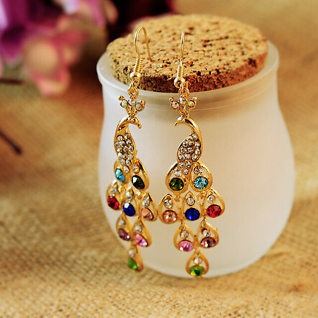  Women's Crystal Drop Earrings Hanging Earrings Chandelier Peacock Ladies Bohemian Classic Boho Earrings Jewelry For Wedding Casual Daily Masquerade Engagement Party Prom