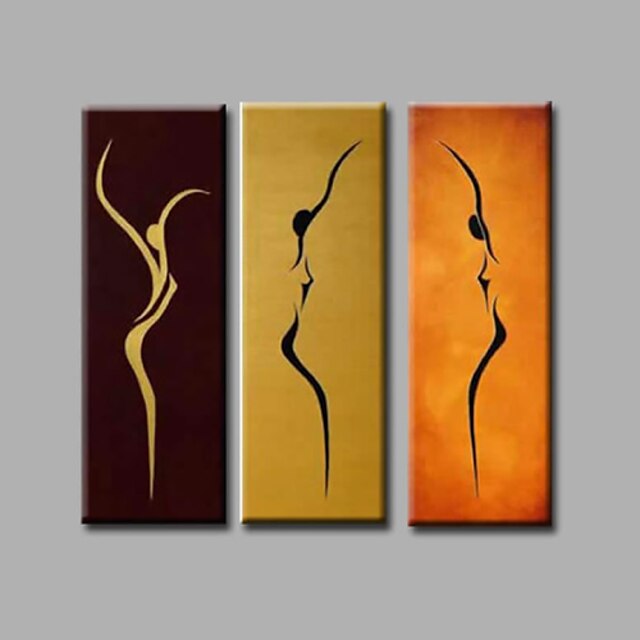  Oil Painting Hand Painted Vertical Panoramic Abstract Modern Stretched Canvas / Three Panels