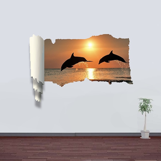  Animais Romance Paisagem Formas Fantasia Adesivos de Parede Autocolantes 3D para Parede Autocolantes de Parede Decorativos Material