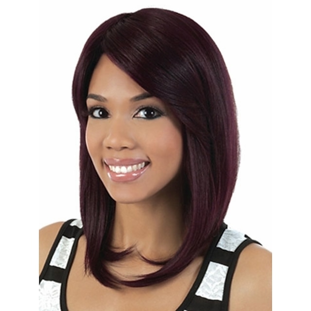  Synthetic Wig Straight Straight Wig Medium Length Rainbow Synthetic Hair Women's Multi-color