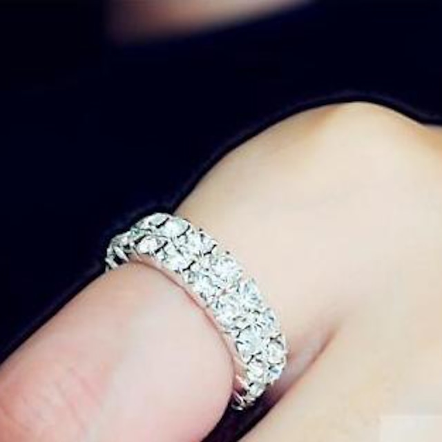  Women's Double Row Silver Elastic Adjustable Ring