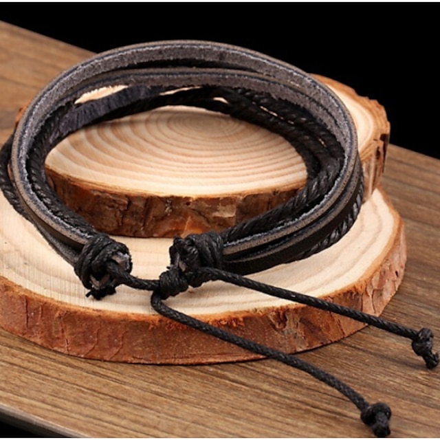  Women's Wrap Bracelet Leather Bracelet Layered Plaited Wrap Twisted Cheap Ladies Basic Casual Vintage Multi Layer Leather Bracelet Jewelry Black / Brown For Party Casual Daily Cosplay Costumes