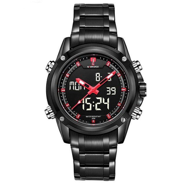  Men's Wrist watch Quartz Japanese Quartz Alarm Calendar / date / day Chronograph Water Resistant / Water Proof LCD Stainless Steel Band