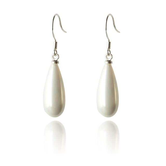  Damen Perlen Tropfen-Ohrringe Tropfen damas Modisch Perlen versilbert Ohrringe Schmuck Weiß Für Party Normal Alltag