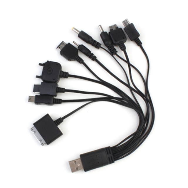  10 в 1 кабель многофункциональный разъем зарядного устройства кабель USB-адаптер универсальный USB-кабель для передачи данных для мобильного телефона / MP3 / MP4 / GPS / Ipod