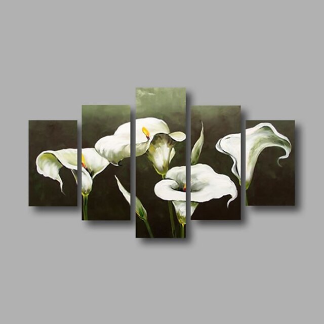  Hand-Painted Floral/Botanical Any Shape, Modern Canvas Oil Painting Home Decoration Five Panels