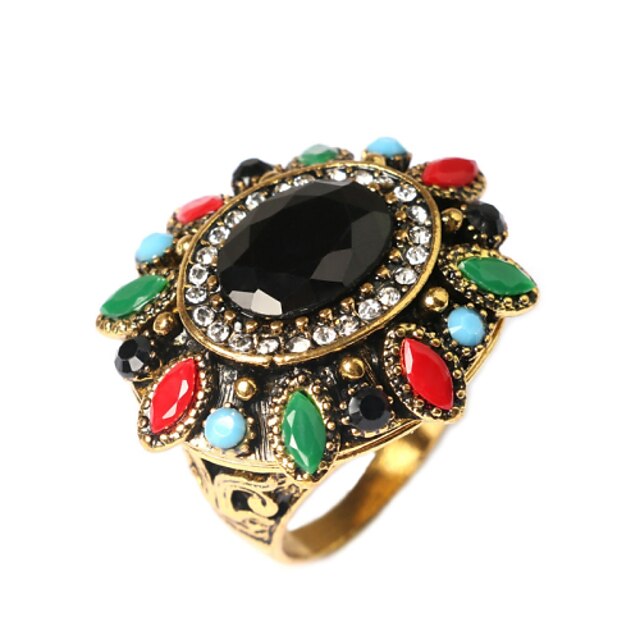  טבעת הצהרה אומן צבע מסך ציפוי זהב נשים אסייתי אופנתי / בגדי ריקוד נשים