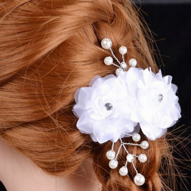  Imitation Pearl / Satin Flowers with 1 Wedding / Special Occasion Headpiece