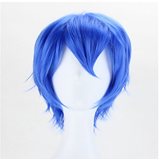  Synthetic Wig Cosplay Wig Wavy Wavy Wig Short Blue Synthetic Hair Men's Blue