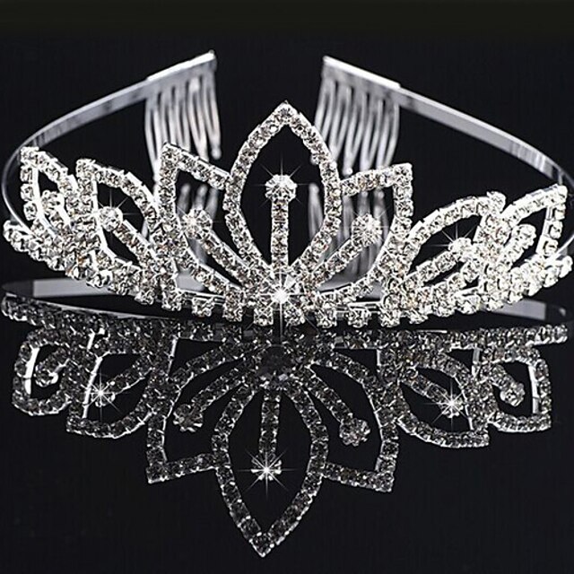  Women's Elegant & Luxurious Imitation Diamond Silver Alloy Tiaras Forehead Crown Wedding Party