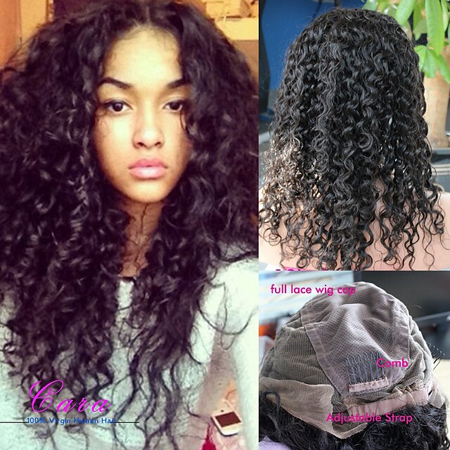  Human Hair Full Lace Wig Curly 120% Density 100% Hand Tied African American Wig Natural Hairline Short Medium Long Women's Human Hair
