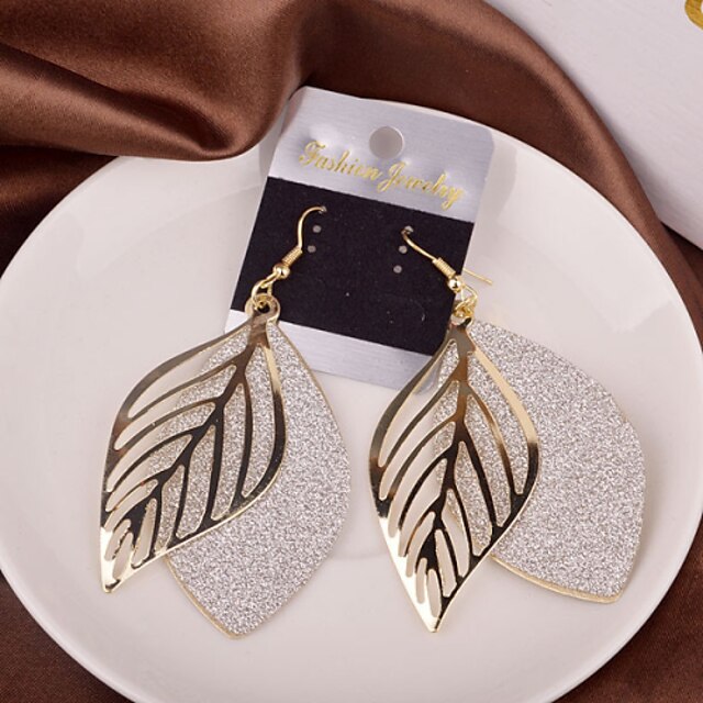  Women's Hollow Out Drop Earrings - Leaf Jewelry Silver / Golden For Wedding Party Daily Casual