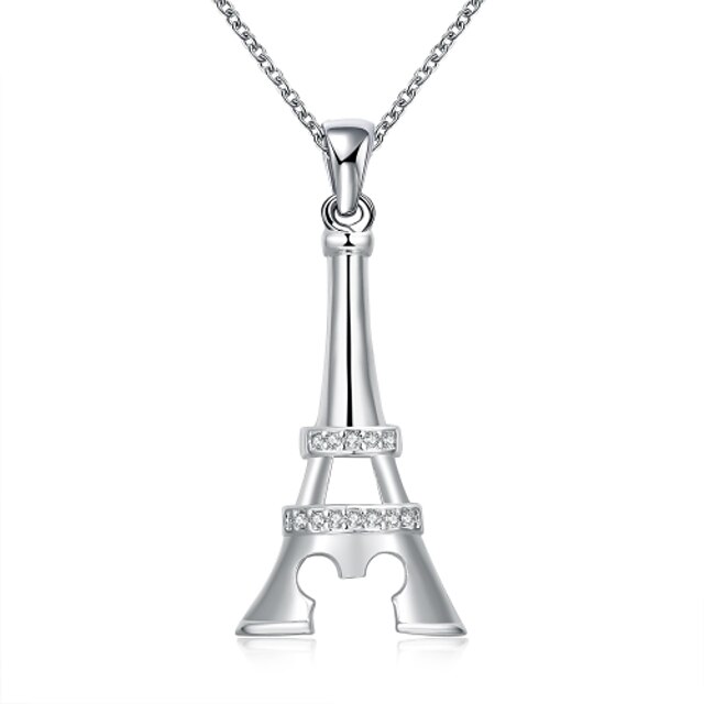  Dame Choker Halskjede Anheng Halskjede Uttalelse Halskjeder Tårn Eiffeltårnet damer Europeisk Diamant Sølv Hvit Halskjeder Smykker Til Bryllup Fest Daglig Avslappet Sport Arbeid