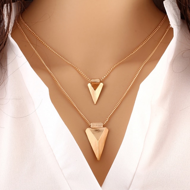  Women's Layered Necklace Double Layered Double Arrow Ladies Personalized Basic Fashion Alloy Gold Necklace Jewelry For Special Occasion Birthday Gift Casual Daily