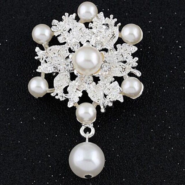  Women's Ladies Luxury Fashion Vintage Imitation Diamond Brooch Jewelry White For Party Wedding Special Occasion Masquerade Engagement Party Prom