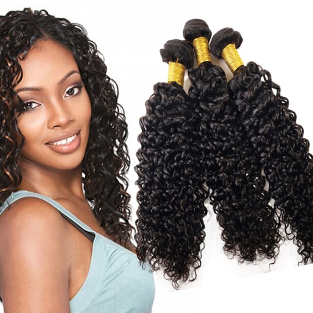  1 pacote Cabelo Brasileiro Encaracolado Weave Curly Cabelo Humano Cabelo Humano Ondulado Tramas de cabelo humano Extensões de cabelo humano