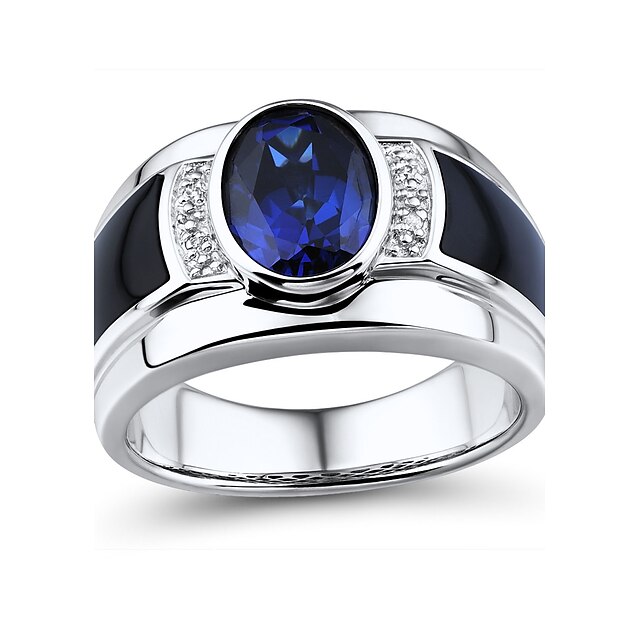  Anéis,Prata de Lei Diamante / imitação Sapphire / imitação de diamante Formato Oval Casamento / Pesta / Diário / Casual / Esportes / N/D