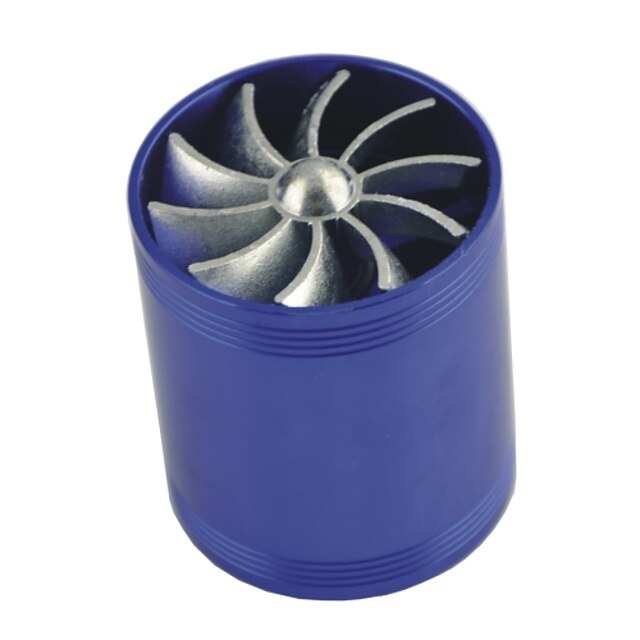  køretøjer bil dobbelt turbin turbolader luftindtag gasbrændstofsparer fan blå (8 * 6,5 * 6,5 cm)
