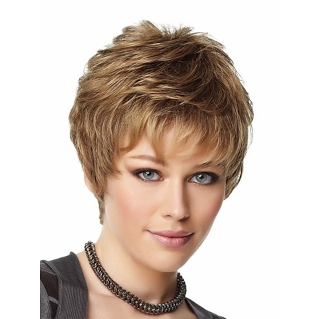  Synthetic Wig Wavy Wavy With Bangs Wig Short Blonde Synthetic Hair Women's