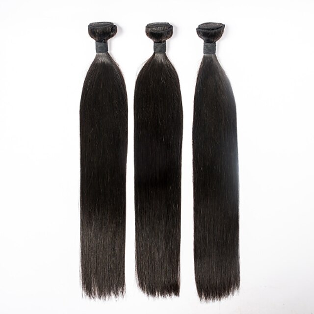  3 Bundles Eurasian Hair Straight Human Hair Natural Color Hair Weaves / Hair Bulk Human Hair Weaves Human Hair Extensions