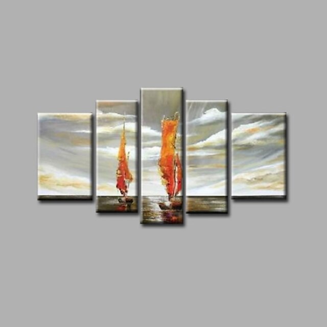  Hang-Painted öljymaalaus Maalattu - Maisema Moderni Sisällytä Inner Frame / 5 paneeli / Venytetty kangas