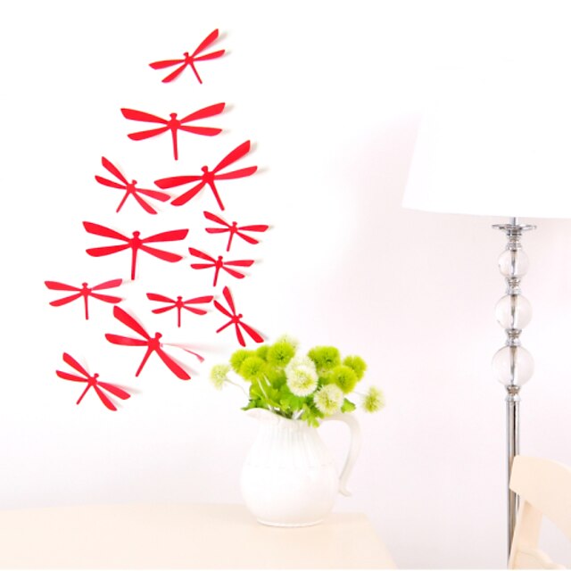  3D Wall Stickers 12PCS Dragonfly  Wall Decals Wedding Decoration