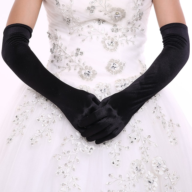  Spandex Wrist Length / Opera Length Glove Stylish / Bridal Gloves / Party / Evening Gloves With Pure Color Wedding / Party Glove