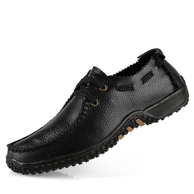  رجالي أوكسفورد أحذية جلدية أحذية الراحة فضفاض الأماكن المفتوحة المكتب & الوظيفة جلد ضد الزحلقة أسود براون أسود كاكي الخريف الربيع / دانتيل / EU40