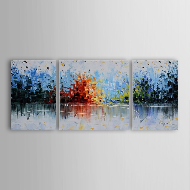  Oil Painting Modern Abstract Set of 3 Hand Painted Canvas with Stretched Framed