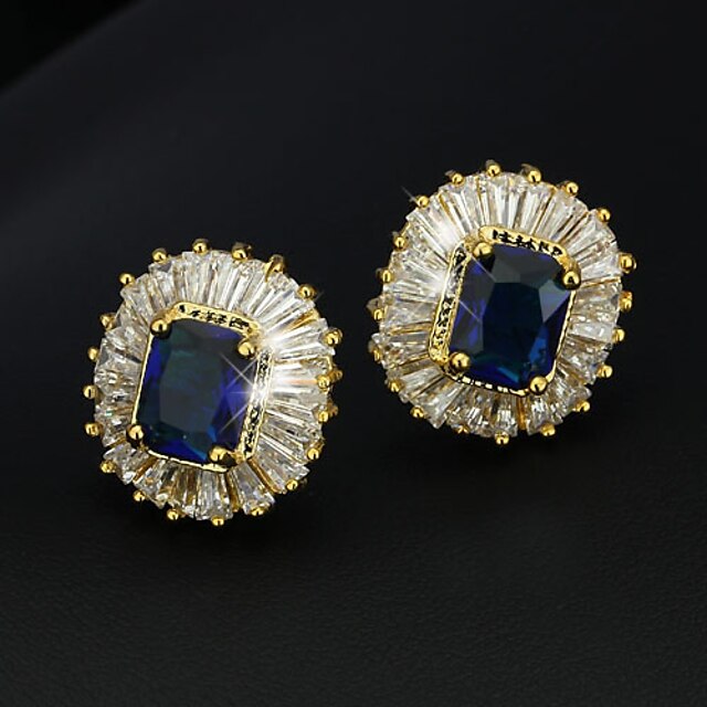  High Crystal Seturi de bijuterii Coliere cu Pandativ Vintage Petrecere Birou Casual Modă Elegant Placat Auriu cercei Bijuterii Albastru Închis Pentru Petrecere Ocazie specială Aniversare Zi de
