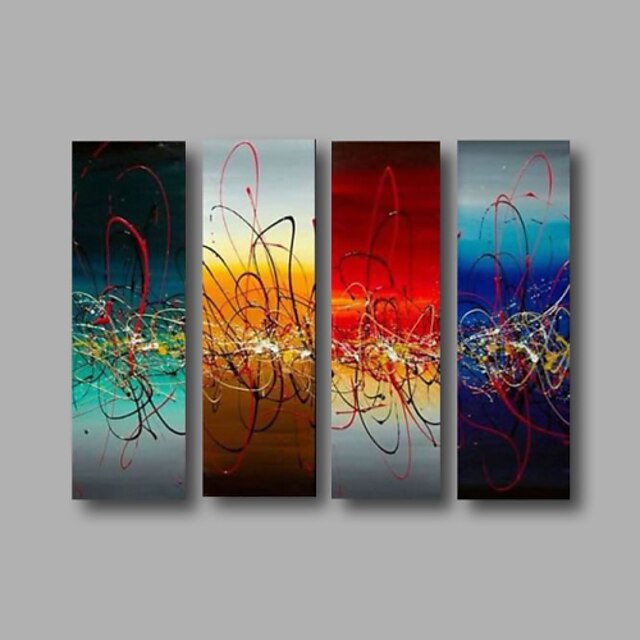  Oil Painting Hand Painted - Abstract Modern Stretched Canvas / Four Panels