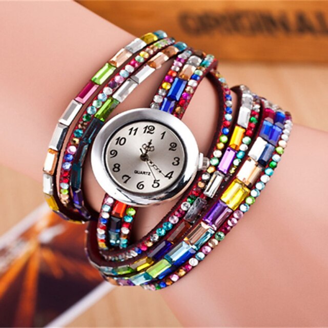  Damen damas Uhr Armband-Uhr Quartz Leder Schwarz / Weiß / Rot Mehrfarbig Analog Böhmische Glanz Modisch Rot Weiß Schwarz / Ein Jahr / Ein Jahr / Tianqiu 377