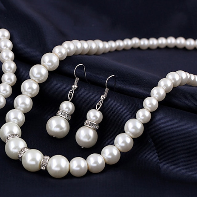  Pentru femei Perle Coliere cu Pandativ Κολιέ με Πέρλες femei European de Mireasă Perle Aliaj Argintiu Coliere Bijuterii 1 buc Pentru Nuntă